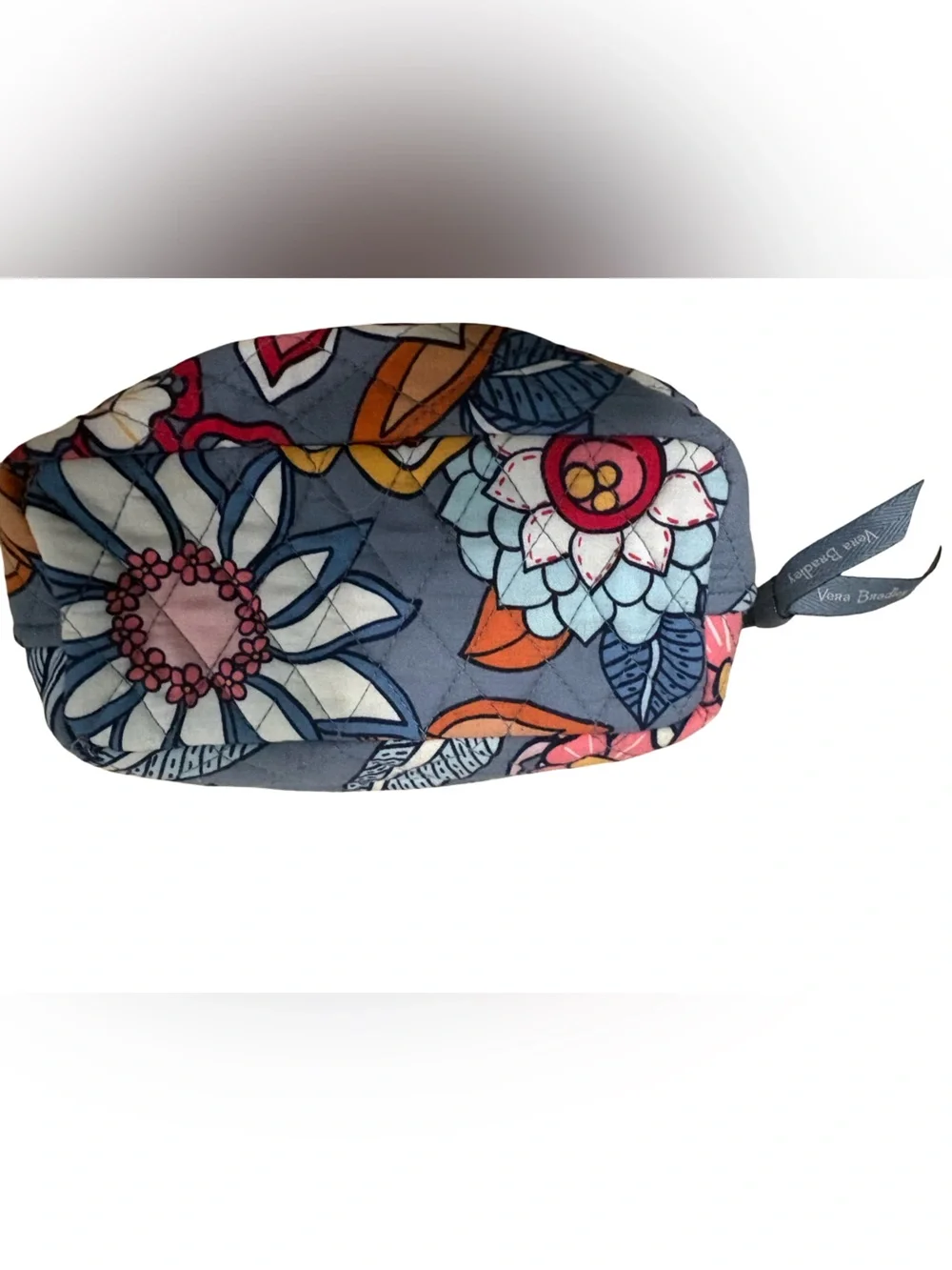 Vera Bradley Quilted Floral Make-Up Pouch - Navy, Pink & Yellow Accents - Picture 4 of 6